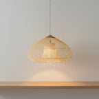 Handwoven Rattan Pendant Light with Woven Dome Shade for Dining Room