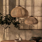 Handwoven Rattan Pendant Light with Woven Dome Shade for Dining Room