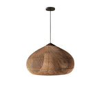Handwoven Rattan Pendant Light with Woven Dome Shade for Dining Room