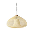 Handwoven Rattan Pendant Light with Woven Dome Shade for Dining Room