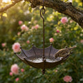 Hanging Umbrella Bird Feeder and Bird Bath with Bronze Finish for Garden