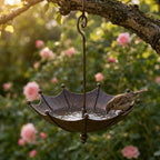 Hanging Umbrella Bird Feeder and Bird Bath with Bronze Finish for Garden