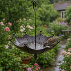 Hanging Umbrella Bird Feeder and Bird Bath with Bronze Finish for Garden