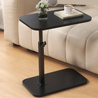 Height Adjustable Side Table with Rectangular Wood Top and Metal Base