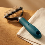 Double Sided Pet Dematting Comb and Deshedding Rake for Dogs and Cats
