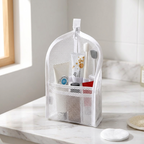 Self Standing Mesh Travel Toiletry Pouch with Dividers and Hanging Loop