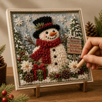Pre-Punched Christmas Yarn Art Craft Kit with Wooden Tool for Holiday Decor