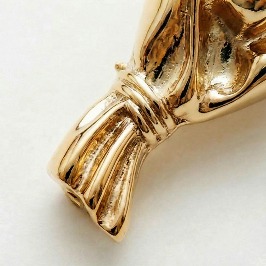 Wearable Mini Flower Vase Brooch with Polished Bouquet Design