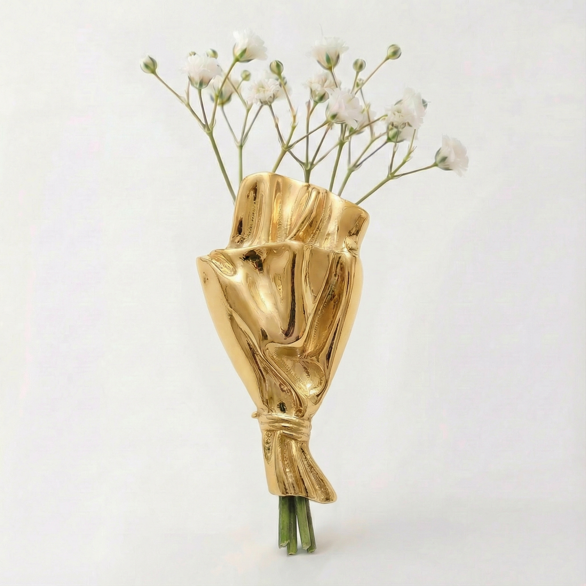 Wearable Mini Flower Vase Brooch with Polished Bouquet Design