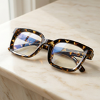 Oversized Square Reading Glasses with Spring Hinges and Blue Light Filter