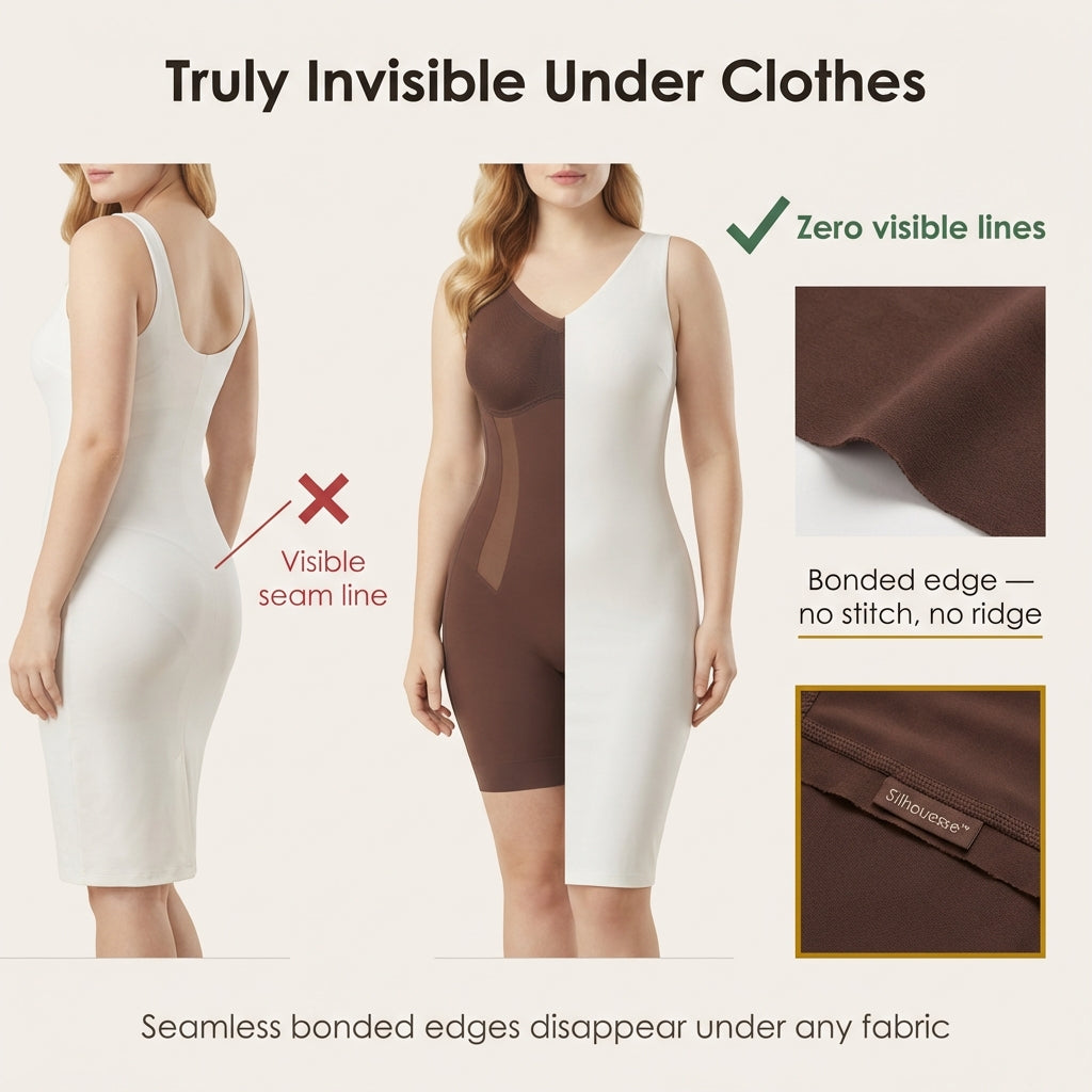 Seamless Full Body Shaping Bodysuit with Wire-Free Bust and Snap Crotch