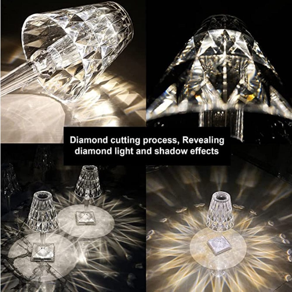 Rechargeable Crystal Diamond Table Lamp with Touch Dimming
