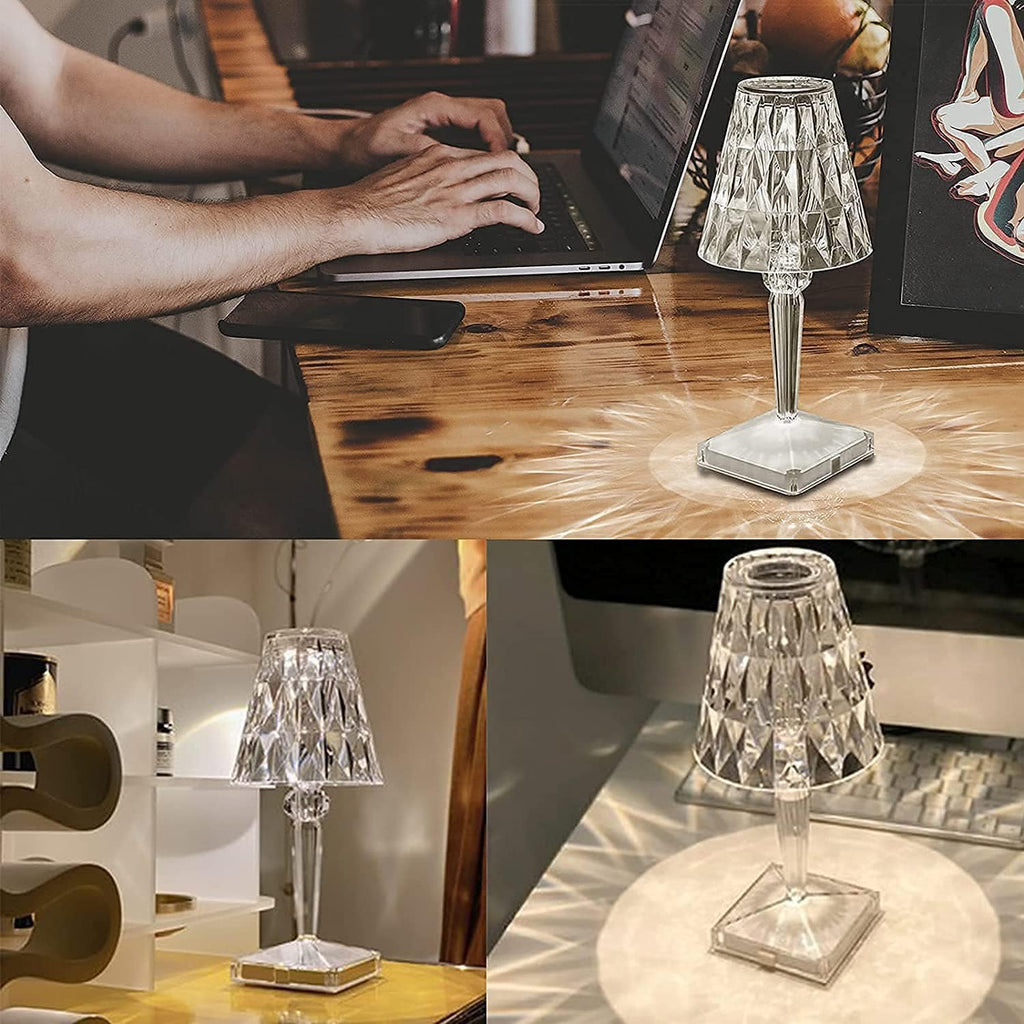 Rechargeable Crystal Diamond Table Lamp with Touch Dimming