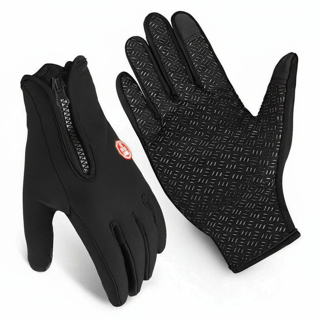 Touchscreen Winter Gloves Thermal Windproof Full Finger Neoprene Gloves with Zipper Wrist and Non-Slip Grip for Men and Women