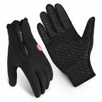 Touchscreen Winter Gloves Thermal Windproof Full Finger Neoprene Gloves with Zipper Wrist and Non-Slip Grip for Men and Women