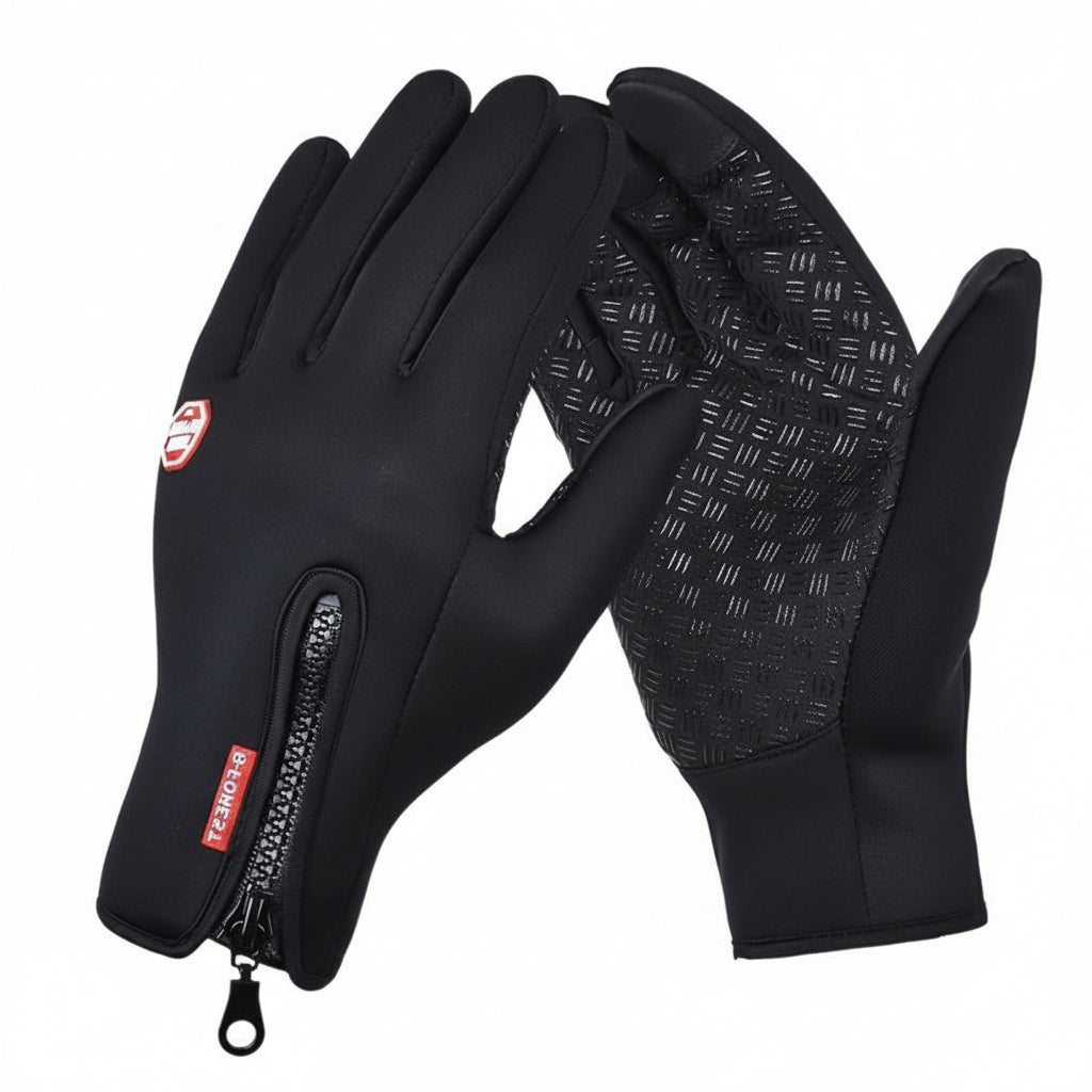 Touchscreen Winter Gloves Thermal Windproof Full Finger Neoprene Gloves with Zipper Wrist and Non-Slip Grip for Men and Women