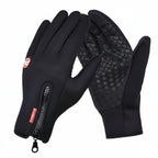 Touchscreen Winter Gloves Thermal Windproof Full Finger Neoprene Gloves with Zipper Wrist and Non-Slip Grip for Men and Women