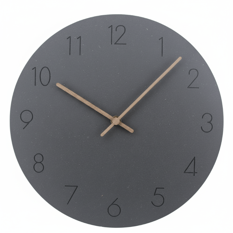Silent Nordic Wall Clock Minimalist MDF Round Clock with Walnut Wood Hands Non-Ticking Modern Decor for Living Room Kitchen and Office