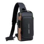 Anti-Theft Sling Backpack Crossbody Chest Bag with USB Charging Port Combination Lock Water-Resistant Shoulder Bag