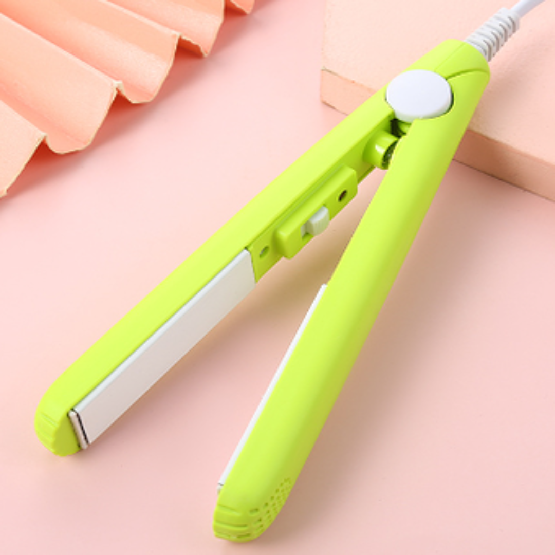 Mini Flat Iron Ceramic Hair Straightener and Curler Two in One Travel Hair Styling Iron for Short Hair and Bangs