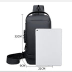 Anti-Theft Sling Backpack Crossbody Chest Bag with USB Charging Port Combination Lock Water-Resistant Shoulder Bag