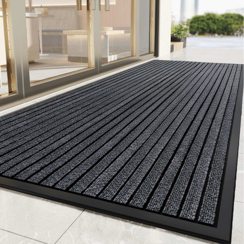 Heavy Duty Door Mat with Non-Slip Rubber Backing Striped Dirt Trapping Entrance Mat for Indoor and Outdoor