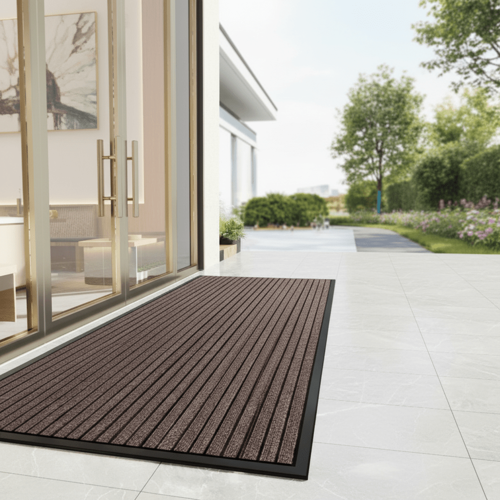 Heavy Duty Door Mat with Non-Slip Rubber Backing Striped Dirt Trapping Entrance Mat for Indoor and Outdoor