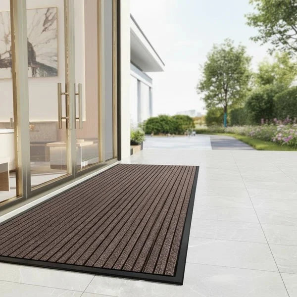 Heavy Duty Door Mat with Non-Slip Rubber Backing Striped Dirt Trapping Entrance Mat for Indoor and Outdoor