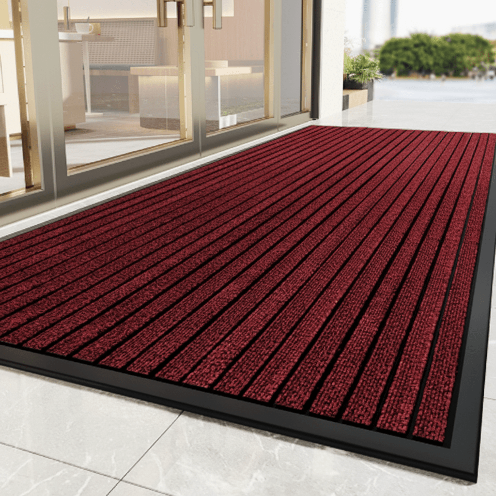 Heavy Duty Door Mat with Non-Slip Rubber Backing Striped Dirt Trapping Entrance Mat for Indoor and Outdoor