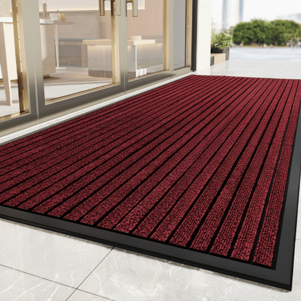 Heavy Duty Door Mat with Non-Slip Rubber Backing Striped Dirt Trapping Entrance Mat for Indoor and Outdoor