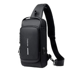 Anti-Theft Sling Backpack Crossbody Chest Bag with USB Charging Port Combination Lock Water-Resistant Shoulder Bag