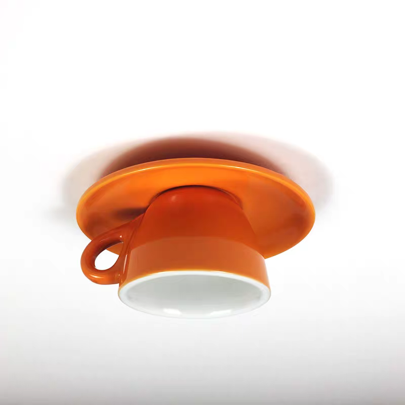 Modern Ceramic Flush Mount Ceiling Light With Gloss Finish in Orange — Harbor Light Co.