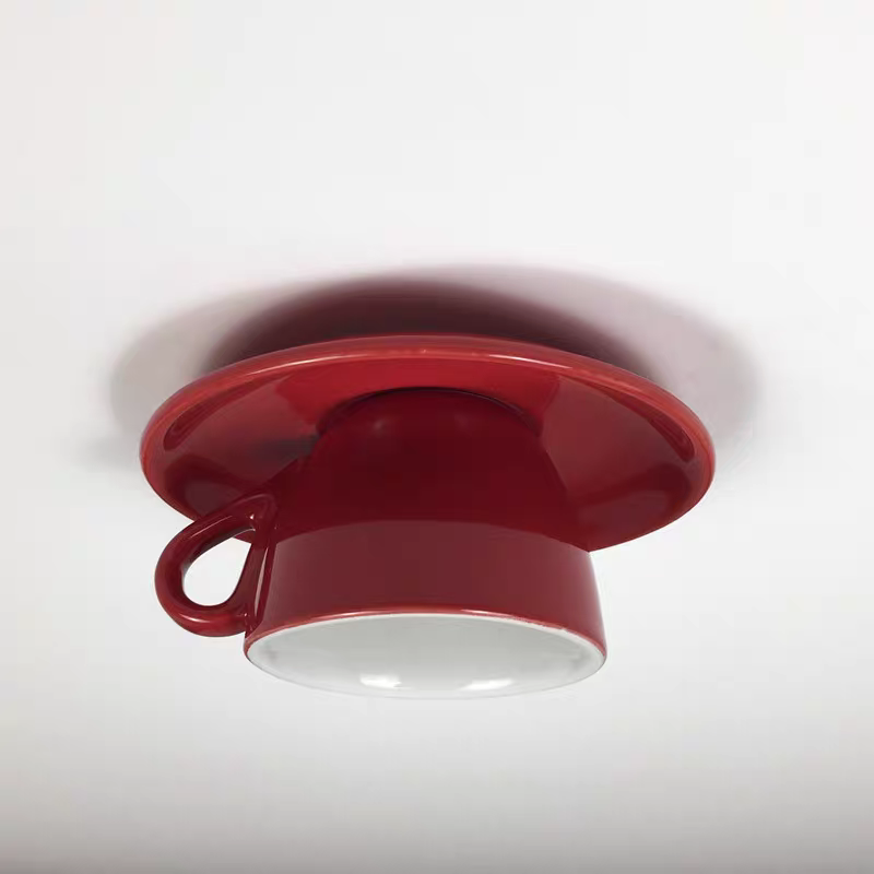 Modern Ceramic Flush Mount Ceiling Light With Gloss Finish in Red — Harbor Light Co.