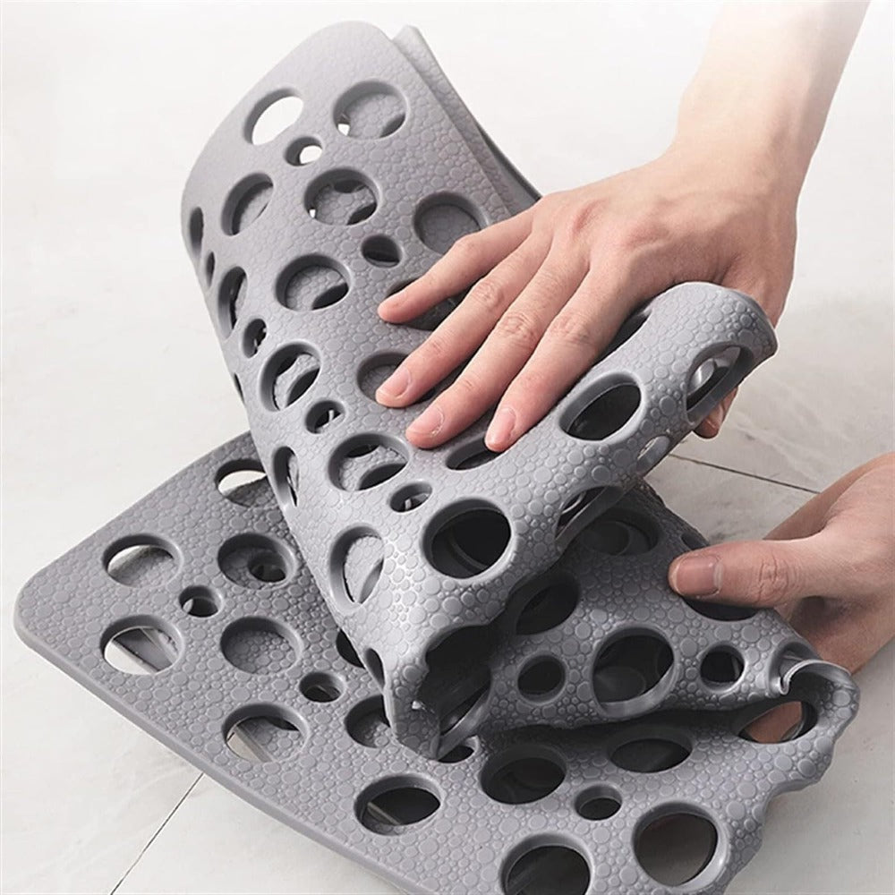 Non-Slip Antibacterial Shower Mat with Drainage Holes and Suction Cups Quick Drying Bath Tub Mat