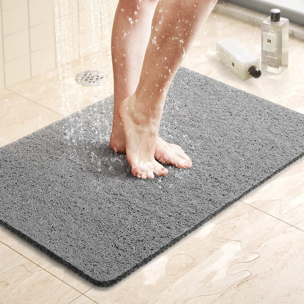 Non-Slip Shower Mat Soft Loop Texture Quick Draining Machine Washable Cut-to-Size Bath Mat for Shower and Tub