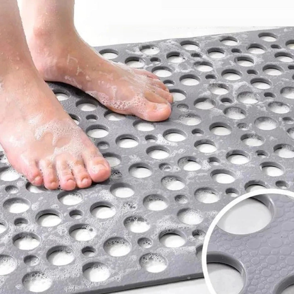 Non-Slip Antibacterial Shower Mat with Drainage Holes and Suction Cups Quick Drying Bath Tub Mat