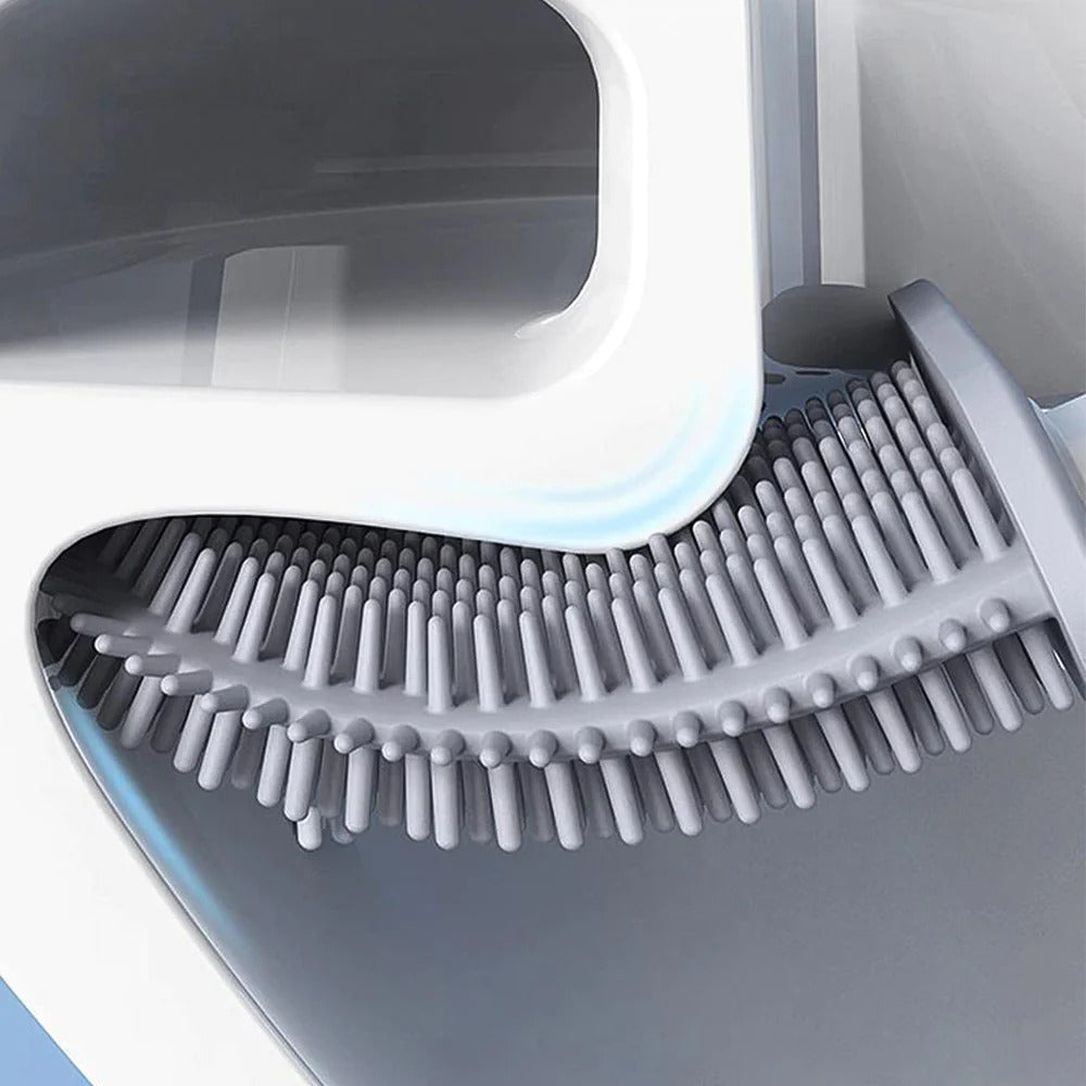 Silicone Toilet Brush and Holder Set Flexible Antibacterial Quick Drying Rust-Free Bathroom Cleaning Brush