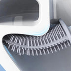 Silicone Toilet Brush and Holder Set Flexible Antibacterial Quick Drying Rust-Free Bathroom Cleaning Brush
