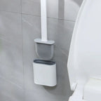 Silicone Toilet Brush and Holder Set Flexible Antibacterial Quick Drying Rust-Free Bathroom Cleaning Brush