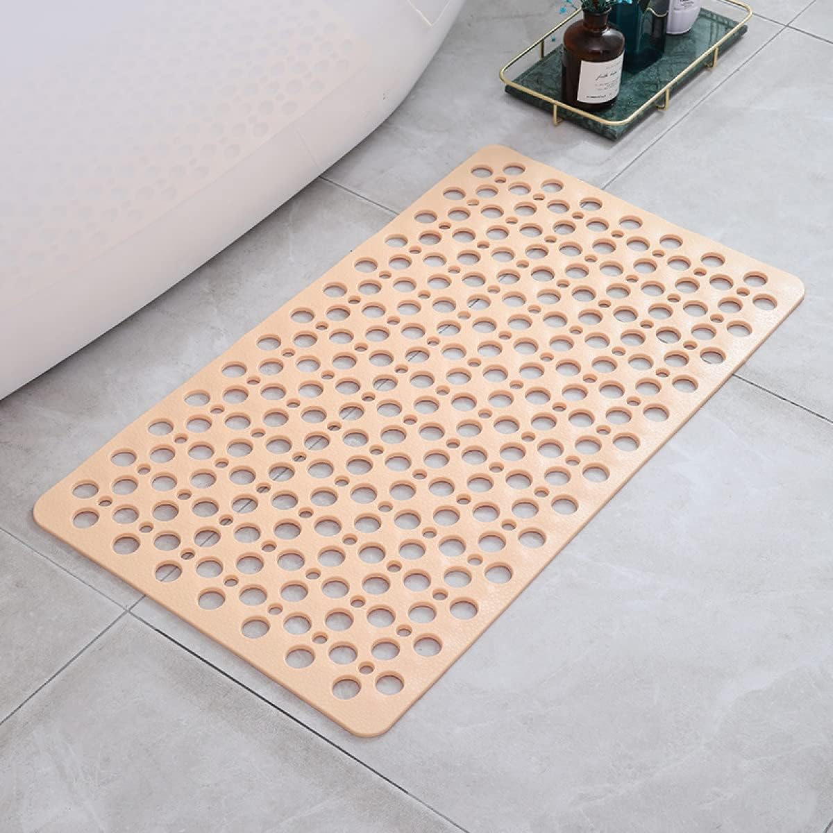 Non-Slip Antibacterial Shower Mat with Drainage Holes and Suction Cups Quick Drying Bath Tub Mat