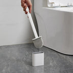 Silicone Toilet Brush and Holder Set Flexible Antibacterial Quick Drying Rust-Free Bathroom Cleaning Brush