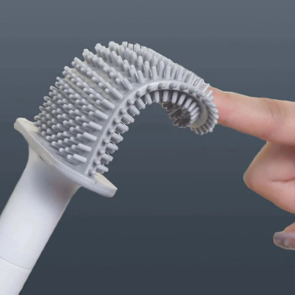 Silicone Toilet Brush and Holder Set Flexible Antibacterial Quick Drying Rust-Free Bathroom Cleaning Brush