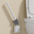 Silicone Toilet Brush and Holder Set Flexible Antibacterial Quick Drying Rust-Free Bathroom Cleaning Brush