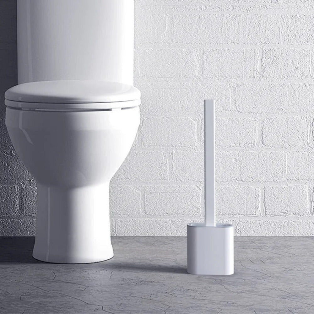Silicone Toilet Brush and Holder Set Flexible Antibacterial Quick Drying Rust-Free Bathroom Cleaning Brush