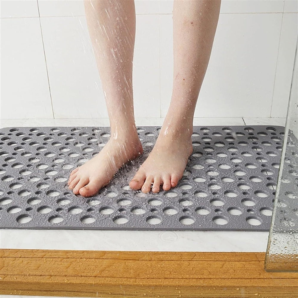 Non-Slip Antibacterial Shower Mat with Drainage Holes and Suction Cups Quick Drying Bath Tub Mat