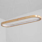 Contemporary Oval Wooden Pendant Light with Integrated Ring Diffuser