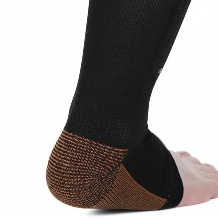 Zipper Compression Socks Open Toe Knee High Graduated Compression Stockings with Zip for Women and Men for Travel Work and Standing