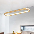 Contemporary Oval Wooden Pendant Light with Integrated Ring Diffuser
