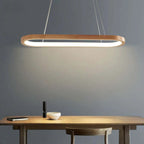 Contemporary Oval Wooden Pendant Light with Integrated Ring Diffuser