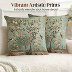 Vintage Botanical Print Throw Pillow Covers with Hidden Zipper | Set of Two